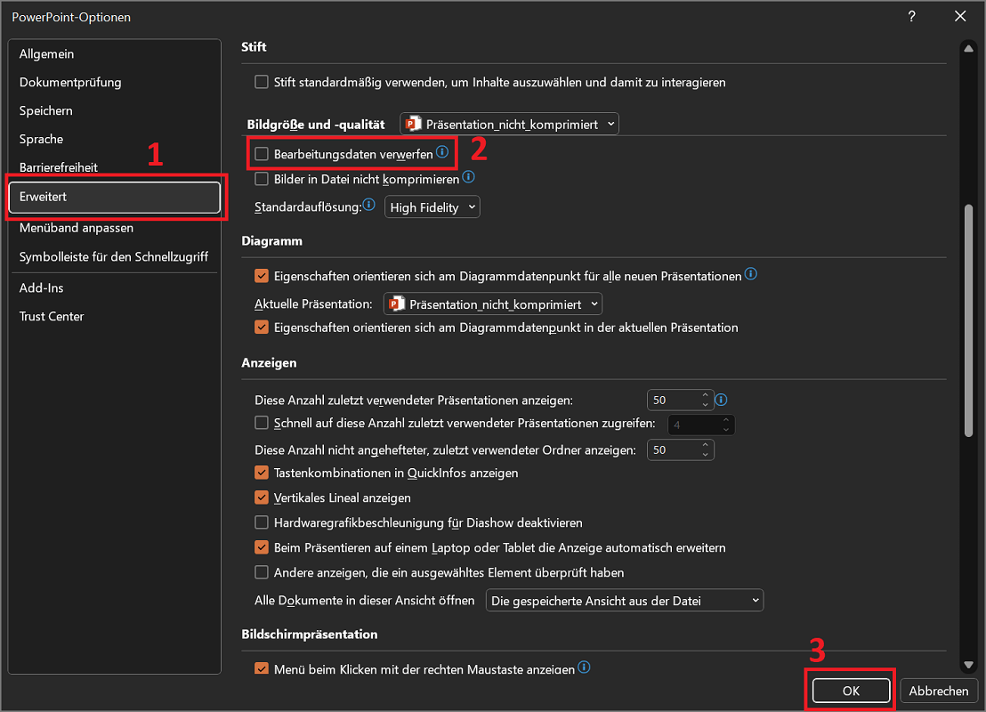 Elimina i dati di modifica