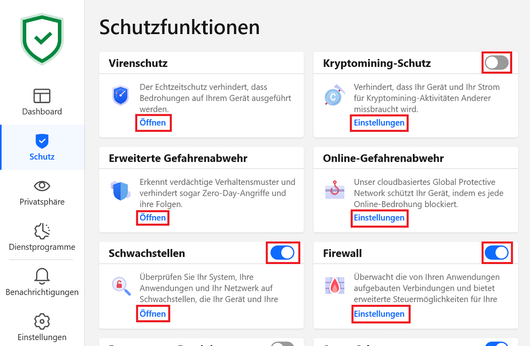 Disattiva le funzionalità di protezione avanzata in Bitdefender