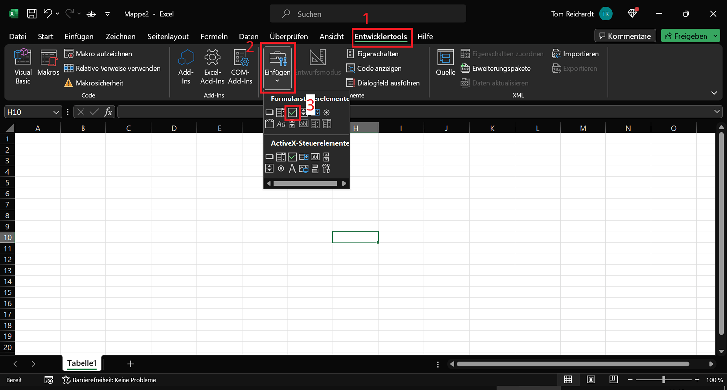 Inserisci la casella di controllo in Excel