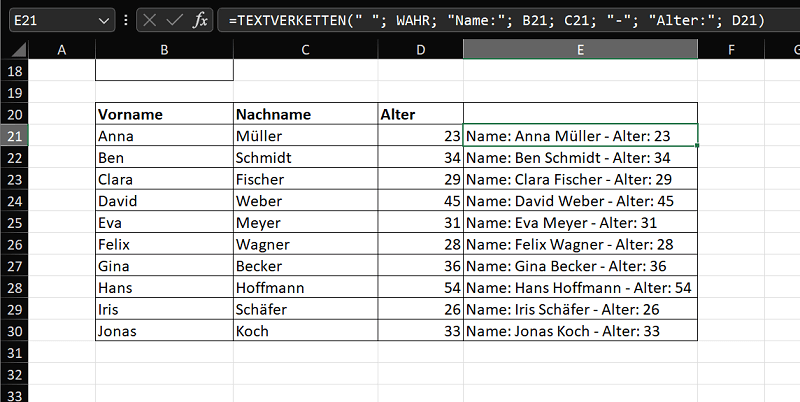 Funzione Excel CONTENUTO TESTO