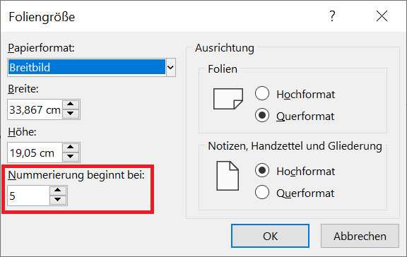 Inizia la numerazione delle diapositive in PowerPoint con un numero specifico