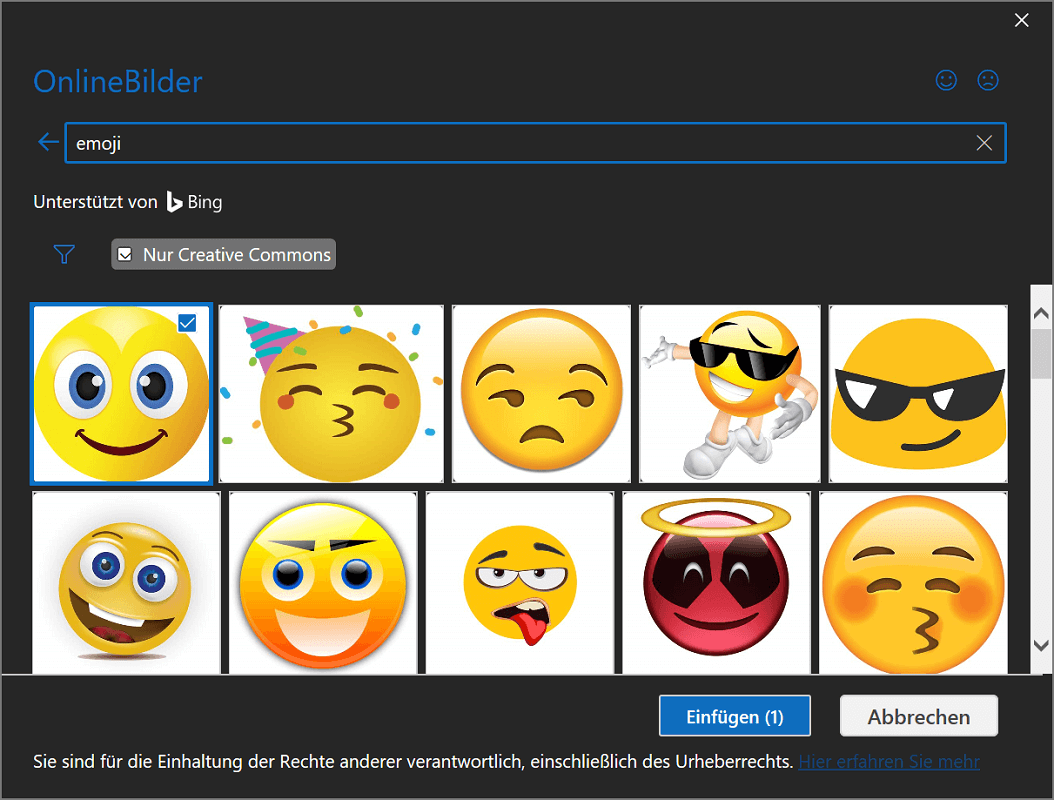 Utilizza la funzionalità delle immagini online in Outlook per inserire emoji