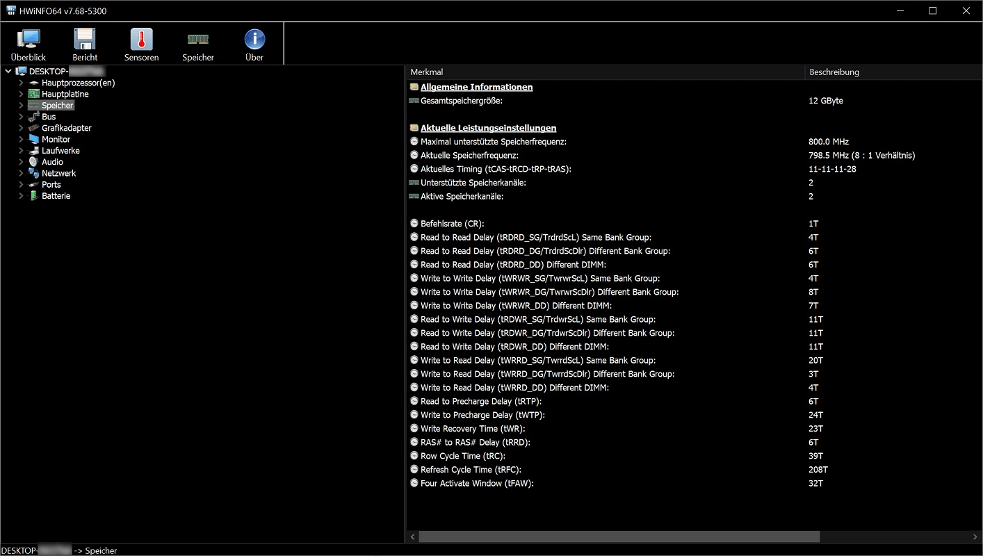 Leggi i componenti del PC con uno strumento di informazioni hardware come HWiNFO