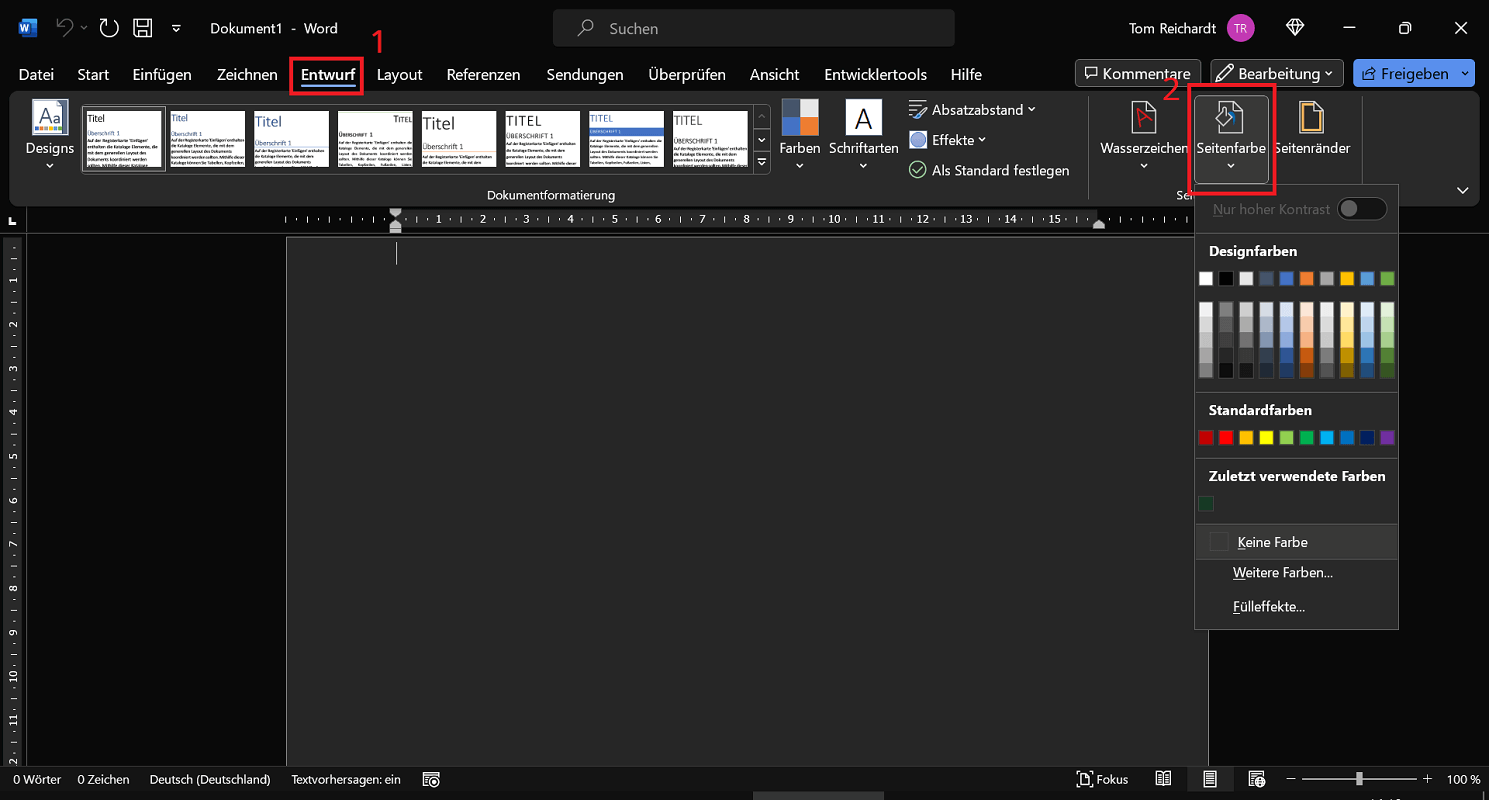 Cambia il colore di sfondo in Word