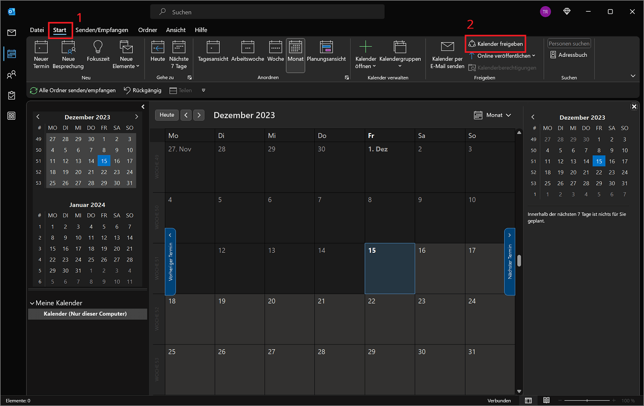 Condividi il calendario in Outlook