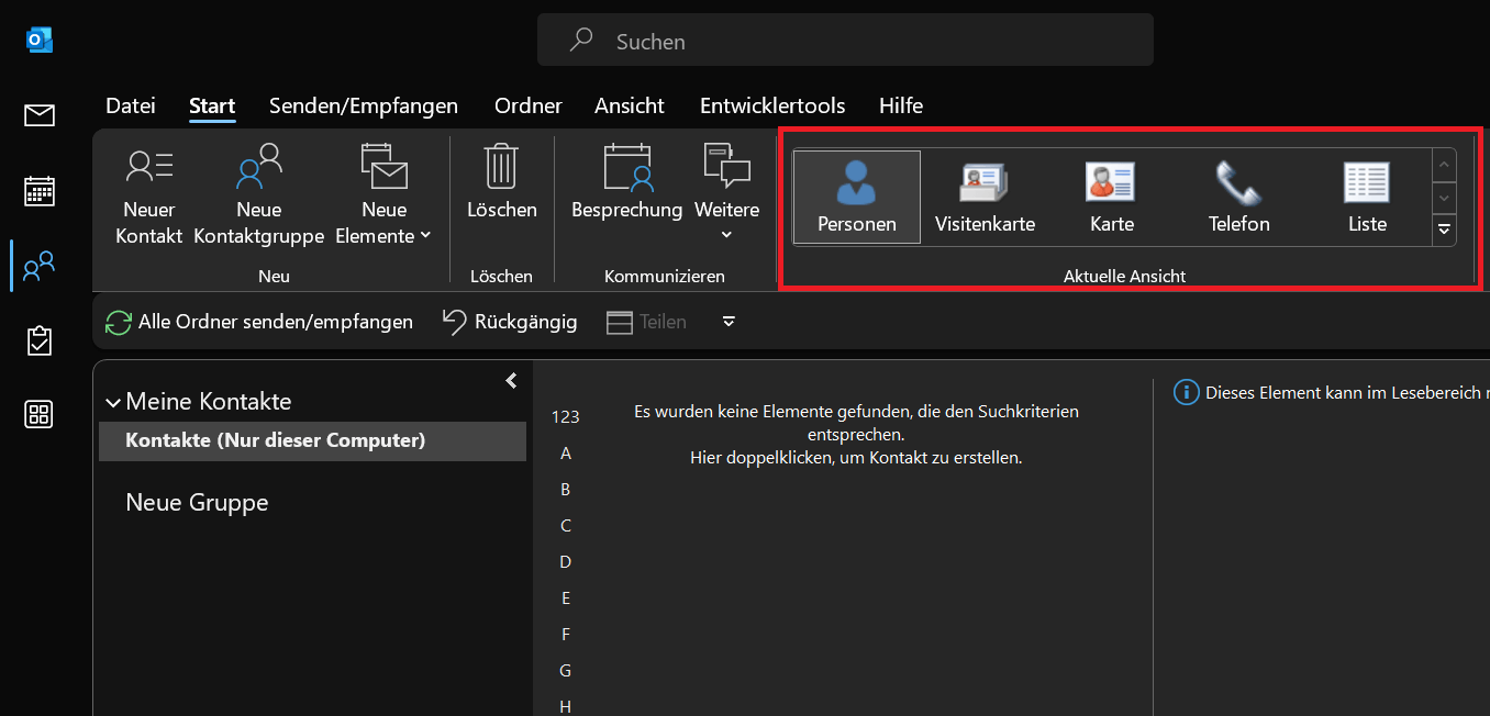 Personalizza la visualizzazione dei contatti