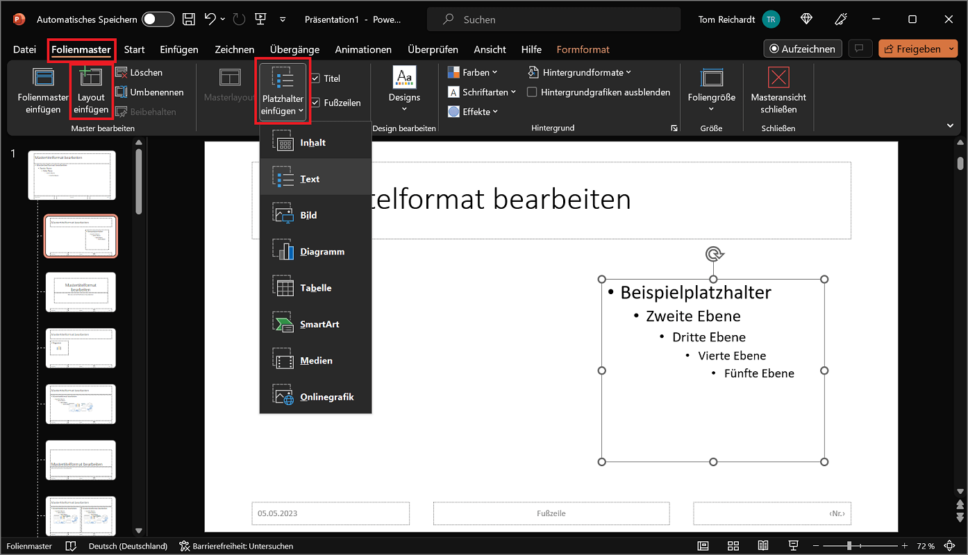 Inserisci il layout in PowerPoint e progettalo individualmente