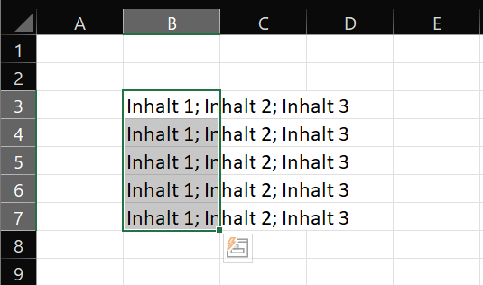 Dividi più celle con contenuto in Excel