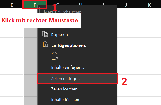 Neue Zellen einfügen