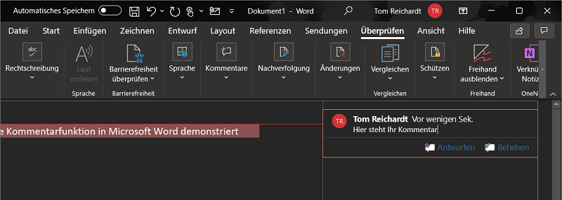 Inserisci un nuovo commento in Microsoft Word