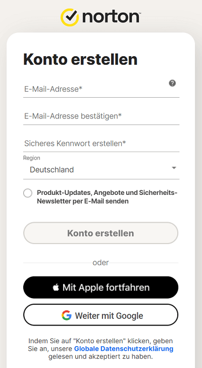 Account Norton/Crea account