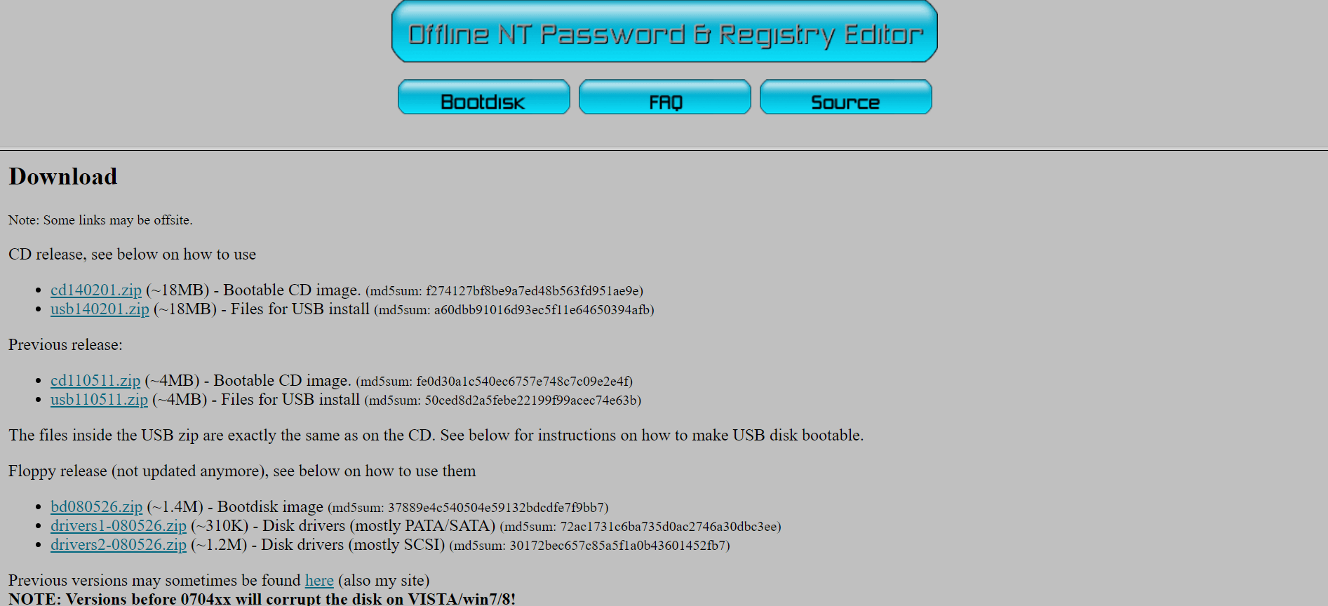 Editor offline di password e registro NT per eliminare la password di accesso