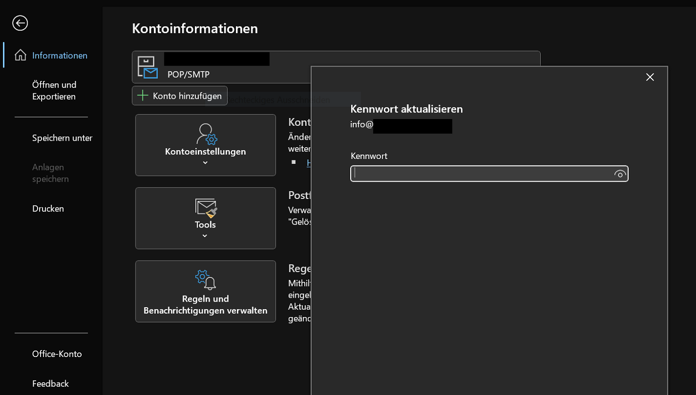 Cambia la password di Outlook