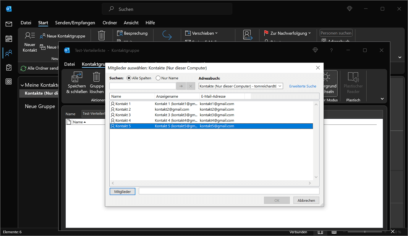 Crea una lista di distribuzione della posta di Outlook