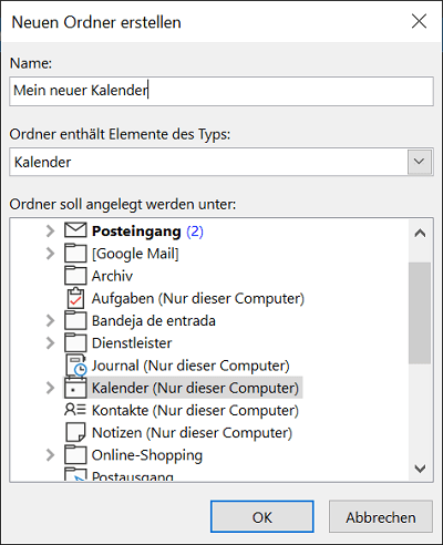 Aggiungi un nuovo calendario in Outlook