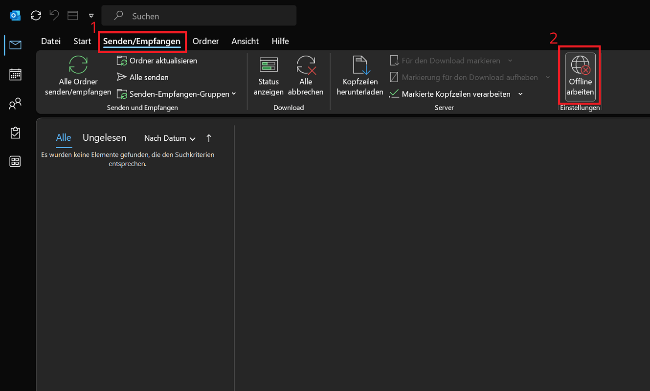 Abilita la modalità offline di Outlook