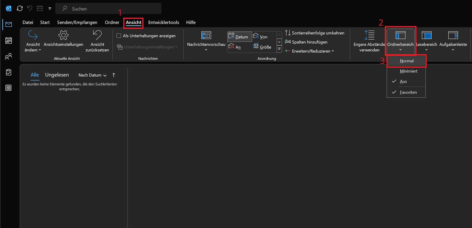 Abilita il riquadro delle cartelle in Outlook