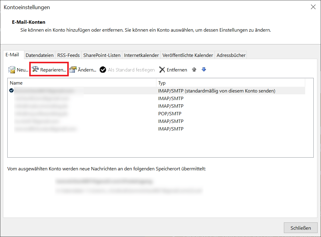 Ripara il profilo di Outlook
