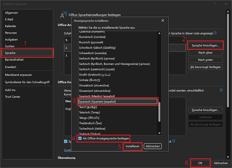 Aggiungi altri Language Pack in Outlook