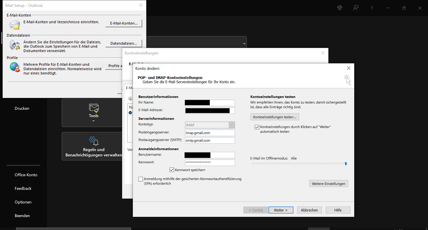 Cambia la password in Outlook