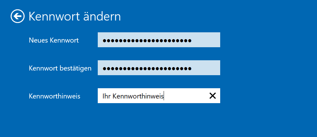 Cambia la password in Windows 10