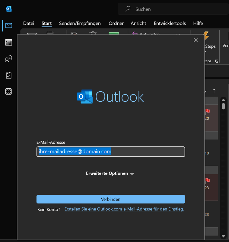 Aggiungi casella di posta in Outlook