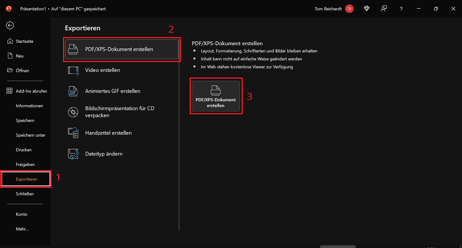 Salva PowerPoint come PDF