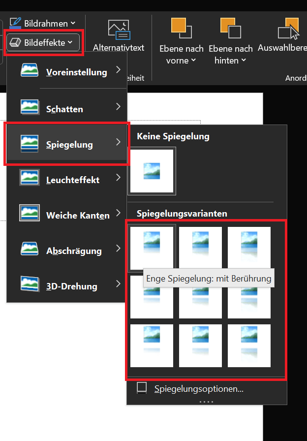 In PowerPoint ein Bild spiegeln und dabei Spiegeleffekte verwenden