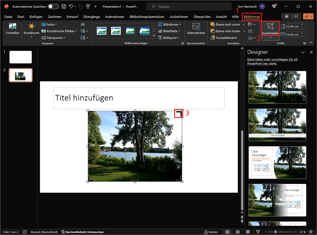 Ritaglia l'immagine in PowerPoint con i segni di ritaglio