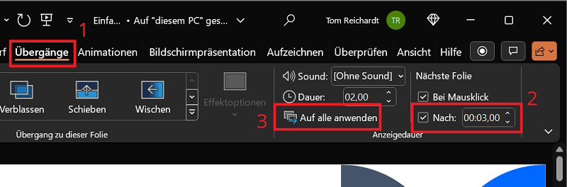 Imposta transizioni a ciclo infinito in PowerPoint