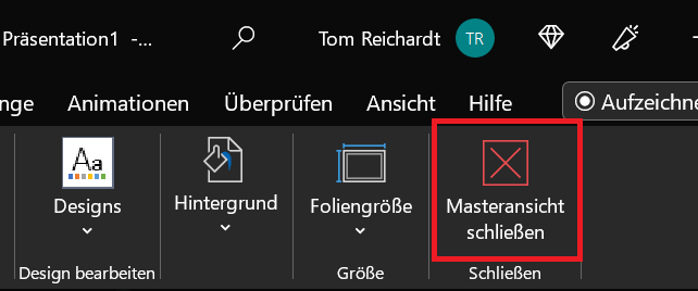 Chiudi lo schema diapositiva di PowerPoint