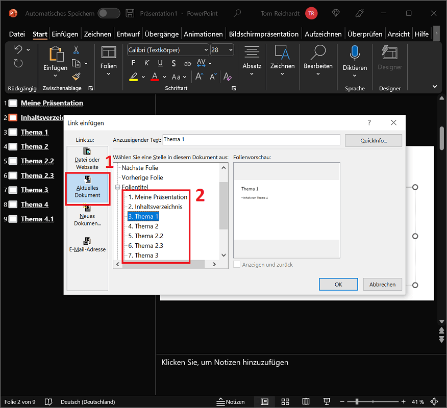 Collega il sommario alle diapositive in PowerPoint