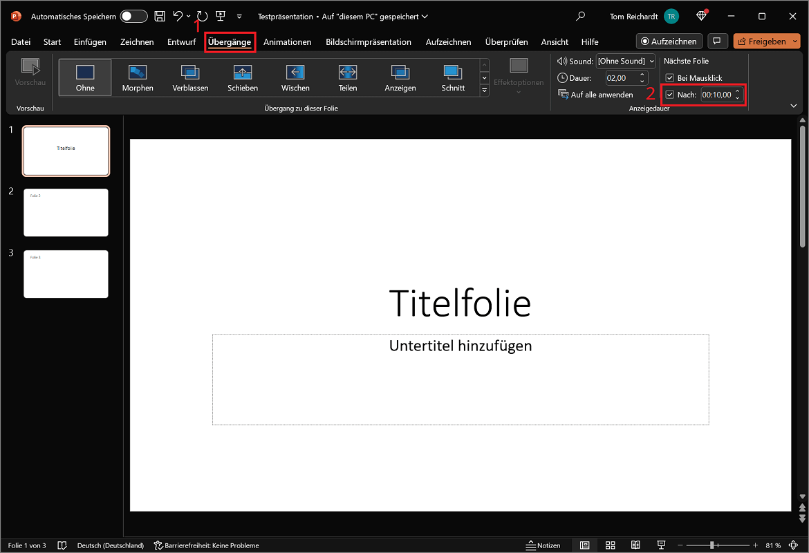 Presentazione PowerPoint con riproduzione automatica