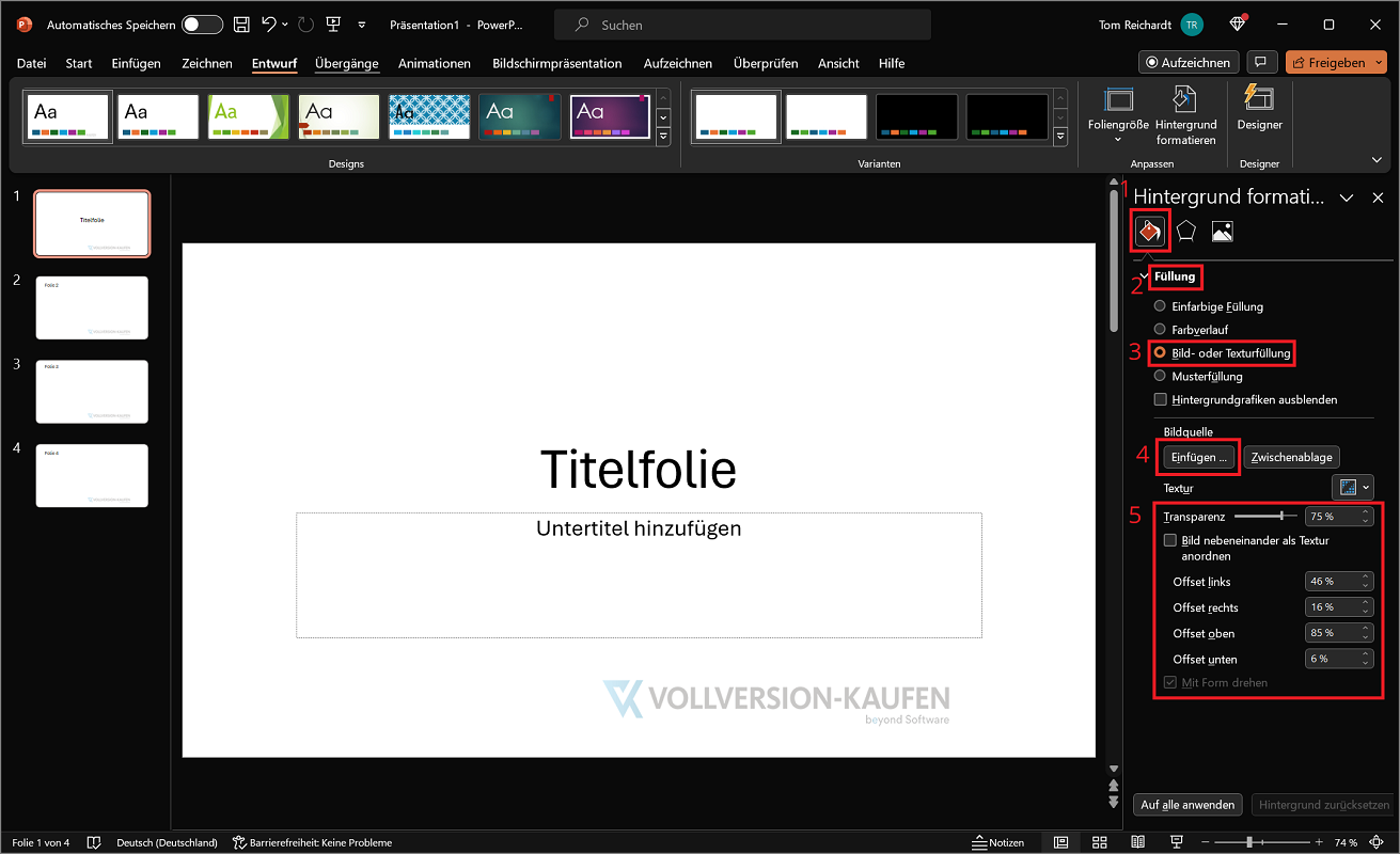 Inserisci la filigrana in PowerPoint