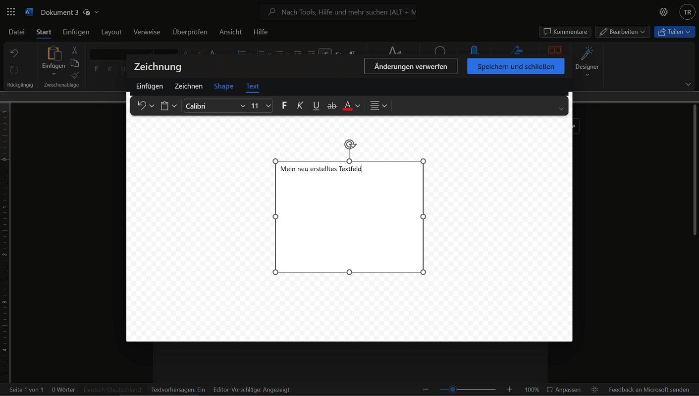 Inserisci il campo di testo nella versione web di Word