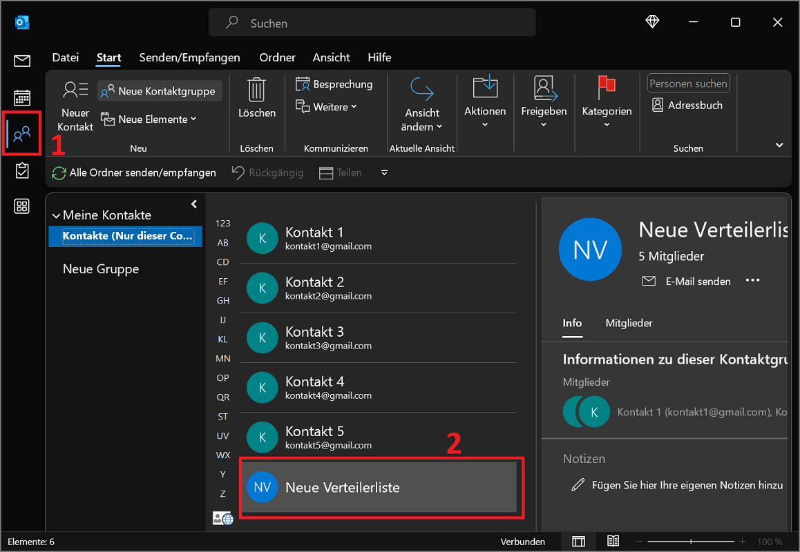 Apri la lista di distribuzione in Outlook