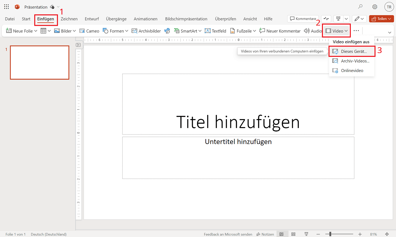 Inserisci video nella versione web di PowerPoint