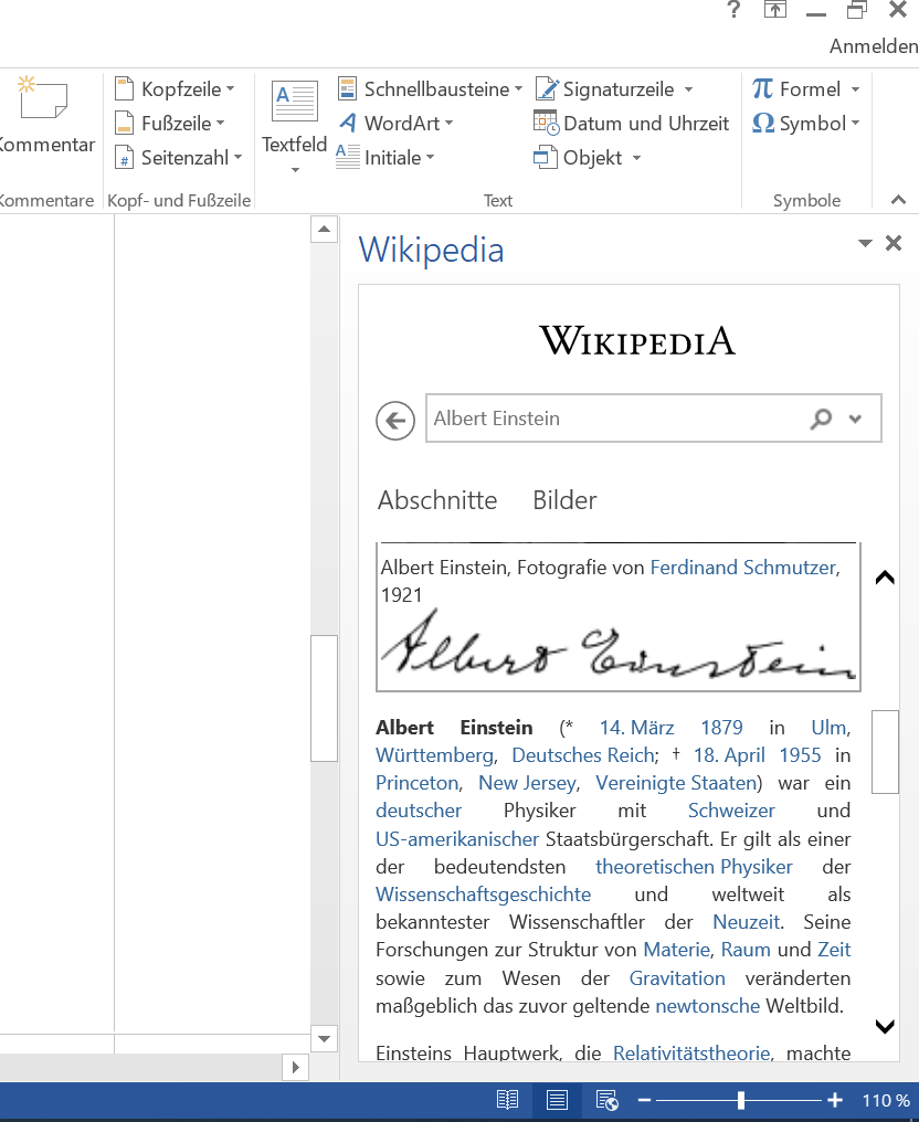 Funzione Wikipedia in Word