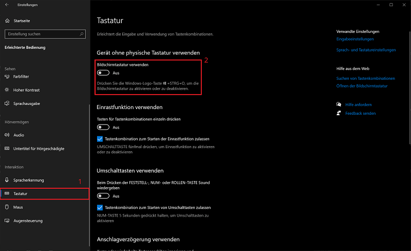 Windows 10: attiva la tastiera su schermo in Impostazioni