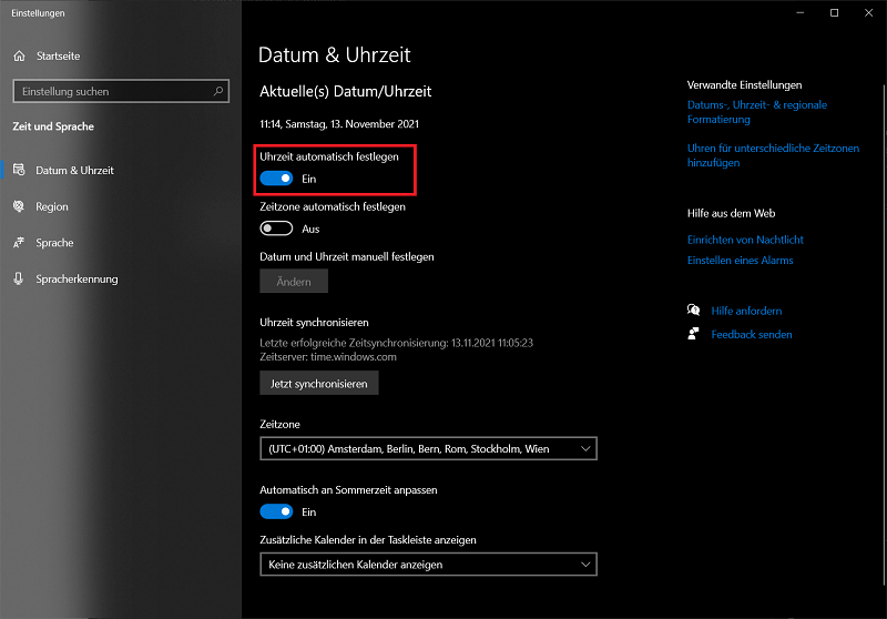 Windows 10 imposta data-ora automaticamente