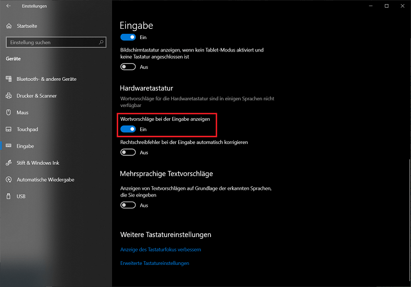 Abilita i suggerimenti di testo nelle Impostazioni di Windows 10