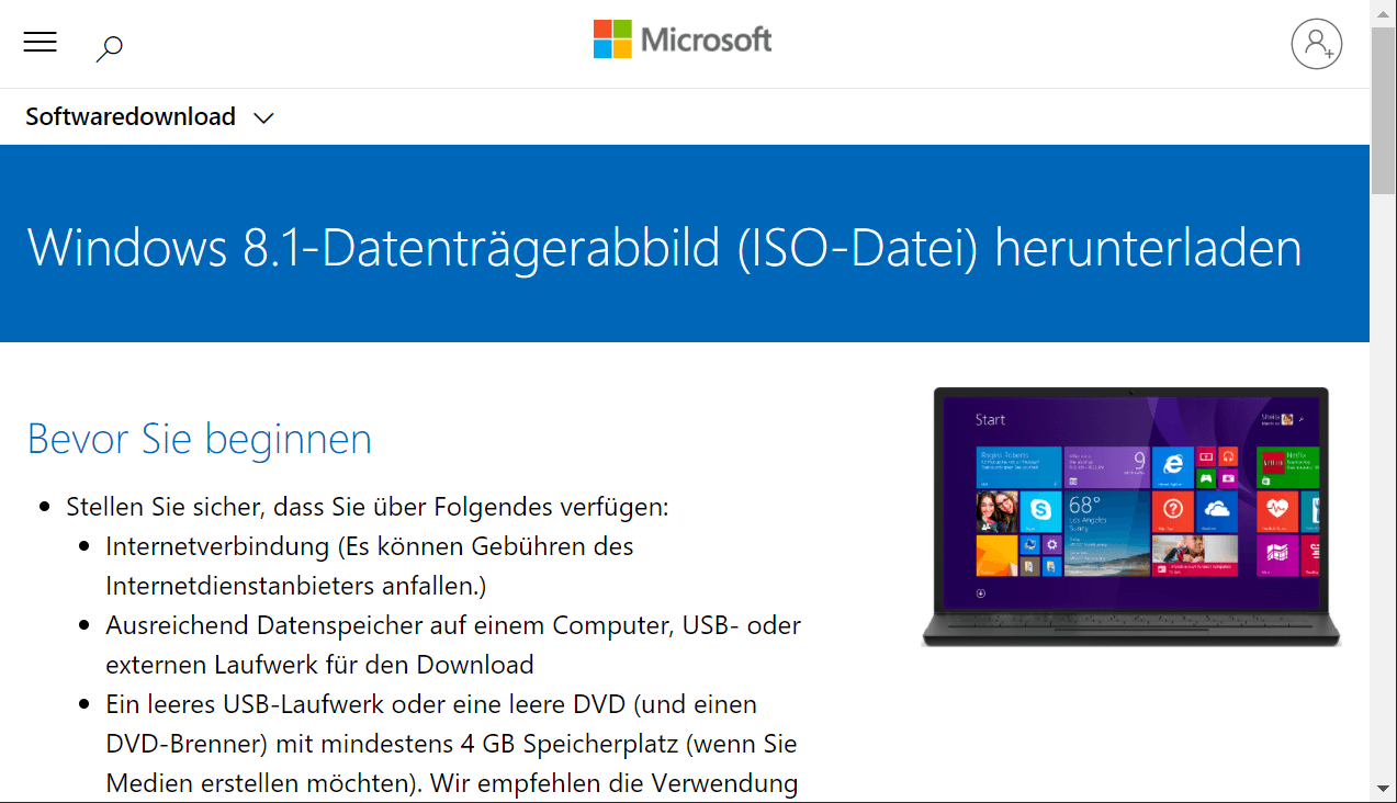 Schneller und einfacher Windows 8.1 Setup Tool Download