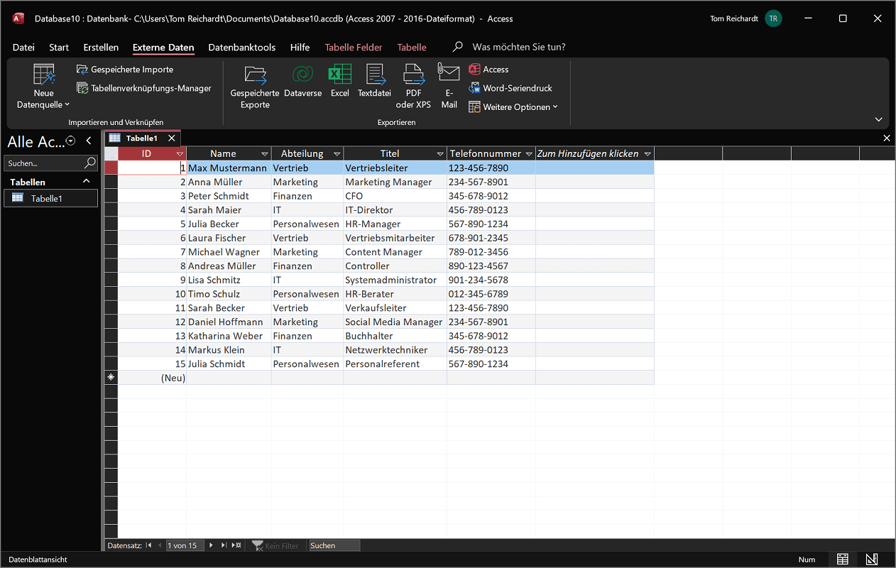 Base di dati di accesso di Windows