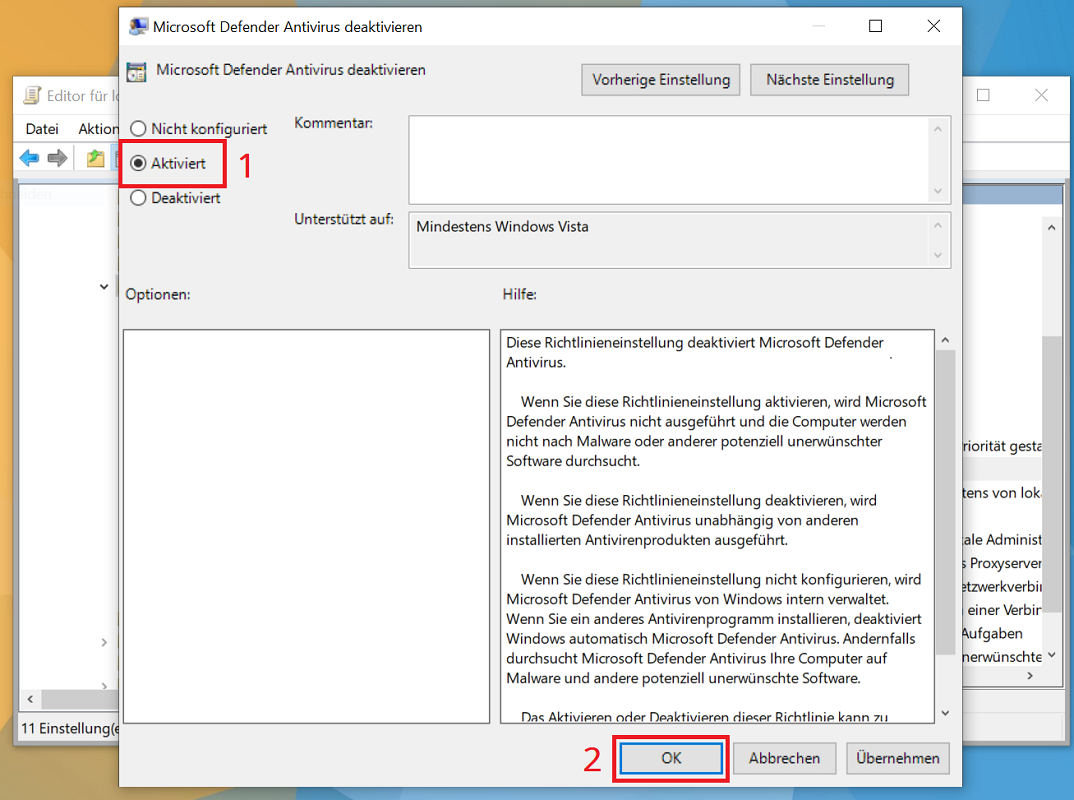 Disabilita Windows Defender nei Criteri di gruppo