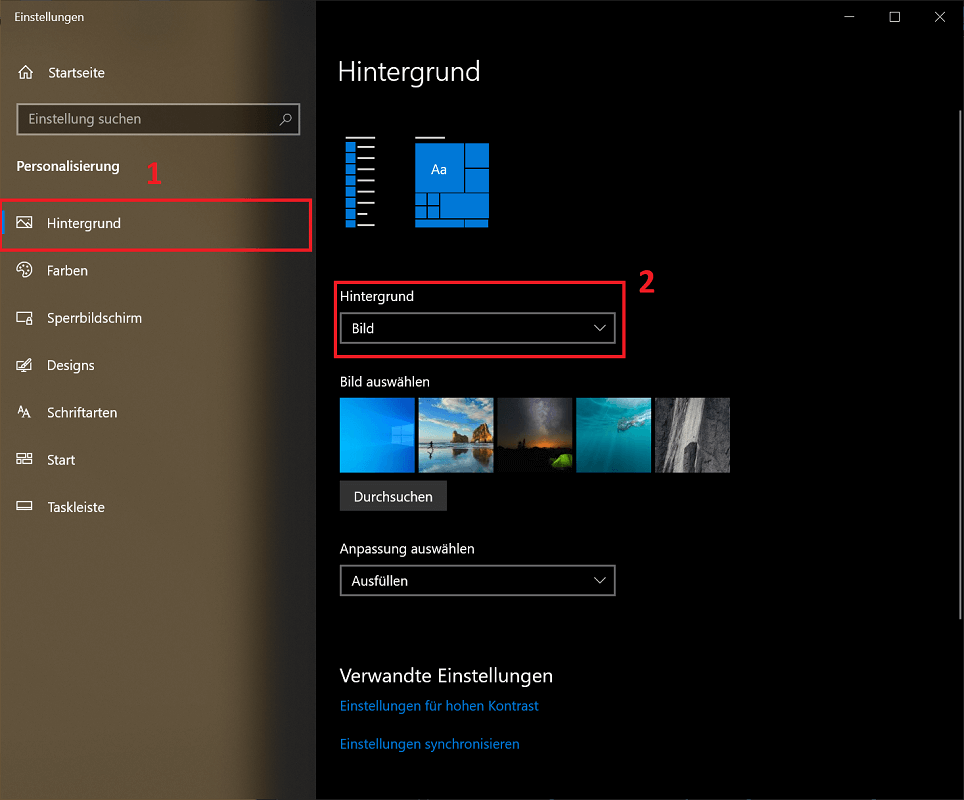 Cambia lo sfondo del desktop di Windows