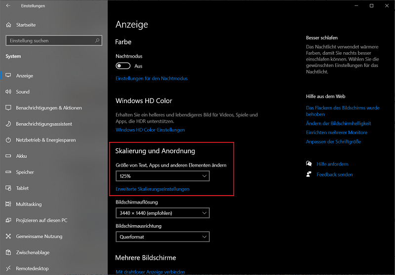 Nelle impostazioni di Windows sotto 