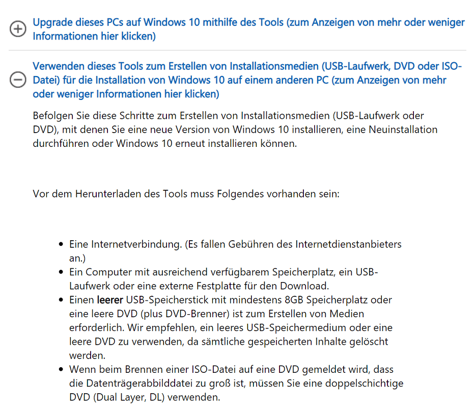 Creazione di un disco di installazione utilizzando lo strumento di creazione di Windows Media