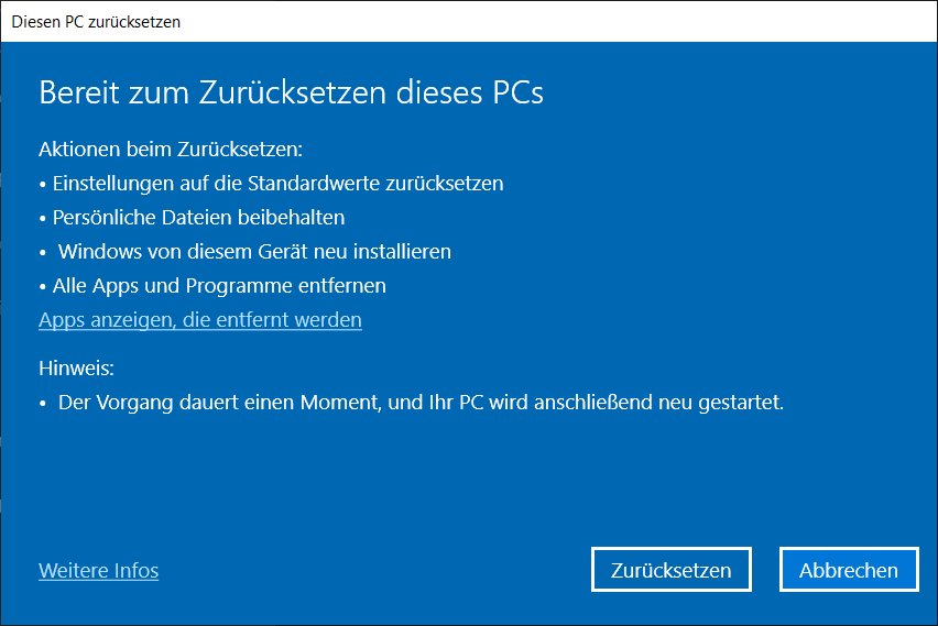 Ripristina Windows tramite Impostazioni