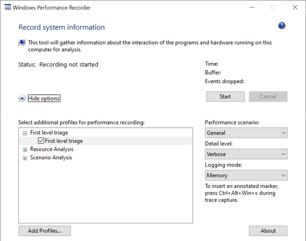 Windows Performance Recorder
