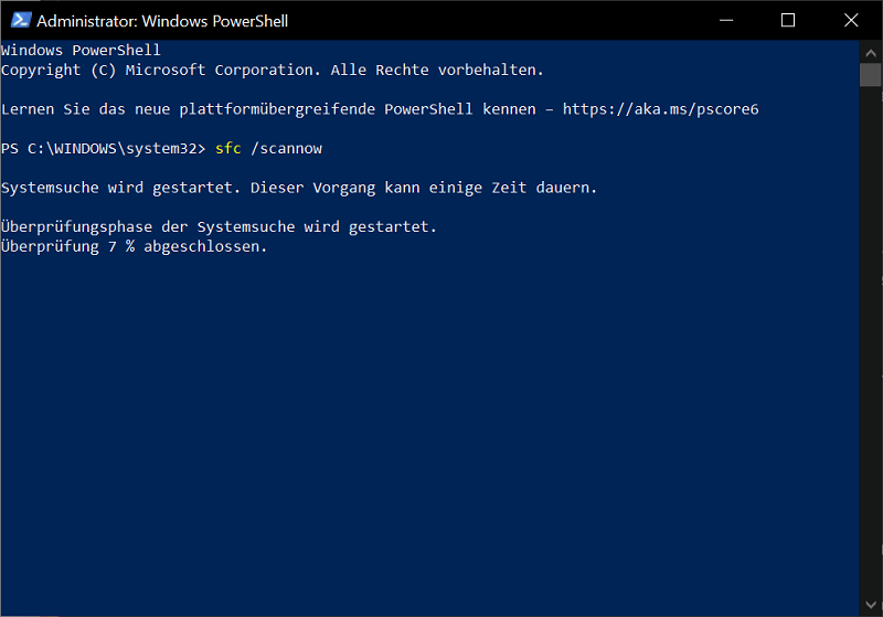 Correggi gli errori chiave di Windows in Windows PowerShell